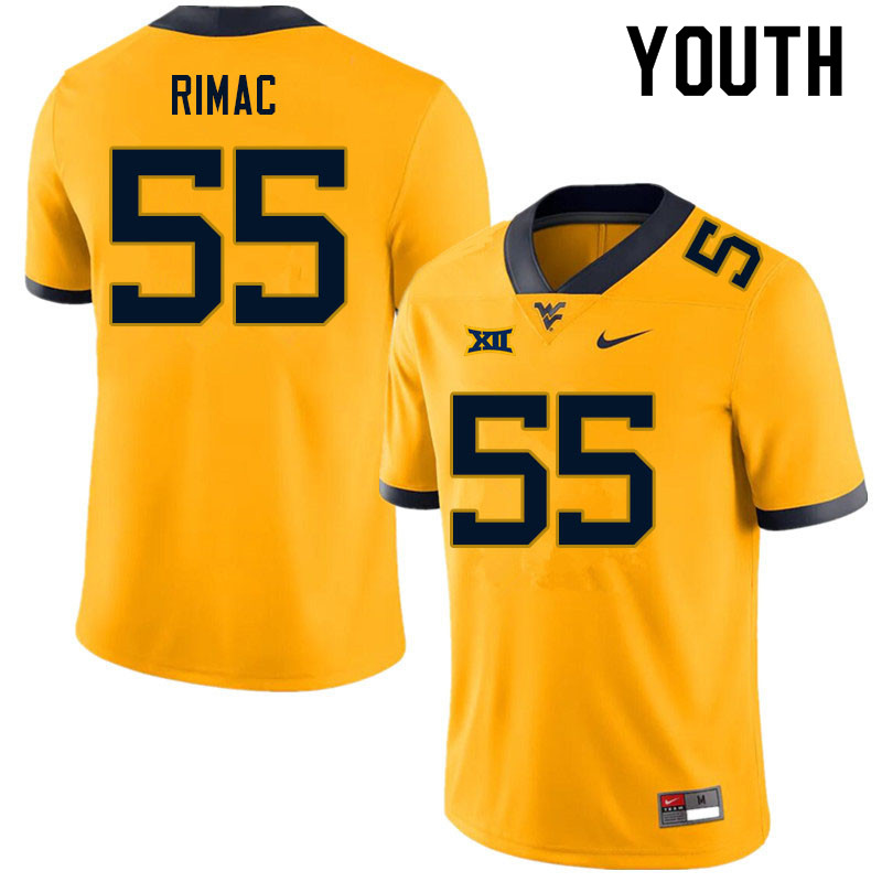 NCAA Youth Tomas Rimac West Virginia Mountaineers Gold #55 Nike Stitched Football College Authentic Jersey FV23M63EC